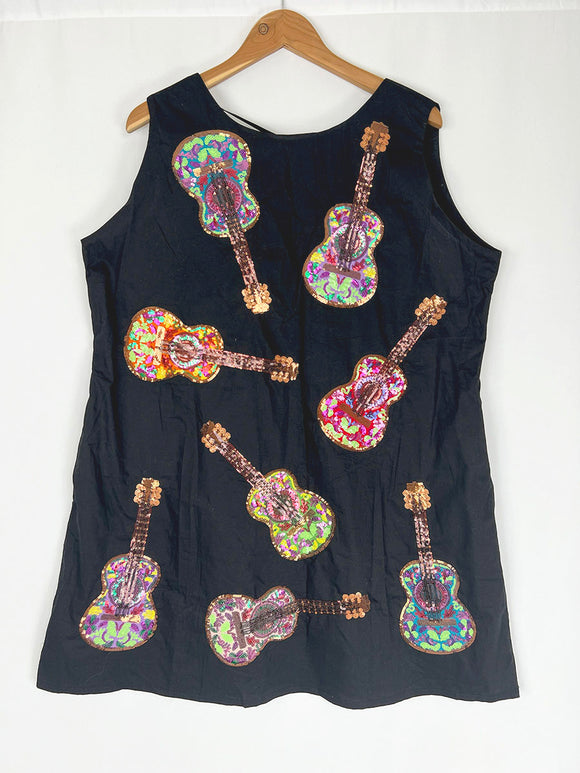 Queen of Sparkles Size XXL Black Multi-Color Guitars Dress