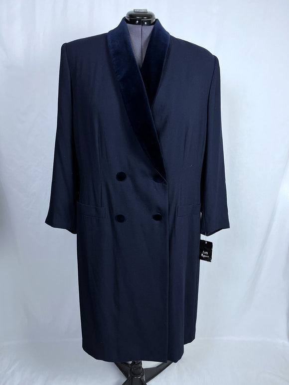 Vintage Kasper Size 24W Navy Double Breasted Coat NWT