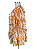 Ava & Viv Size 28/30 (4X) Orange & White Abstract Block Print Shirt NWT