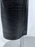 Vintage Dana Buchman Size 14 Black Croc Embossed Leather Pants