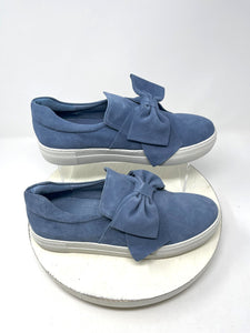 J/Slides Size 10 Dusty Blue Suede Bow Sneakers NIB