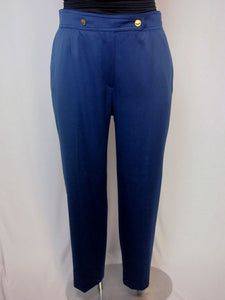 Vintage Escada Size 16 Navy Blue Nautical Wool Pants
