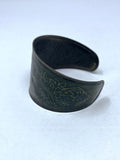 Pewter & Green Metal Floral Cuff Bracelet