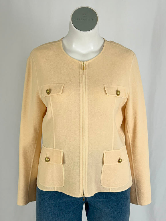 St. John Size 16 Buttercream Wool Knit Jacket