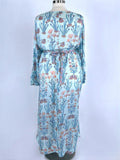 Hannah Artwear Size Open Aqua & Coral Bold Floral Kaftan Dress