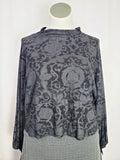 bryn Walker Size XL Black & Gray Fleur De Lis Shirt