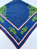 Lanvin Blue & Green Silk Floral & Stripes Classic Scarf