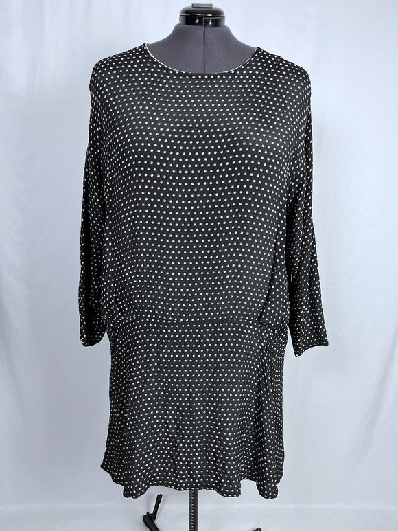 Vintage Angelheart Designs Size 24W Black & Beige Reversible Dot Tunic Dress