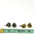 Vintage Silver & Gold Metal Knotted 2 Earring Sets