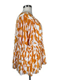 Ava & Viv Size 28/30 (4X) Orange & White Abstract Block Print Shirt NWT
