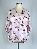 LAUREN Ralph Lauren Size 2X (20/22) Pink & Red Flowers Shirt