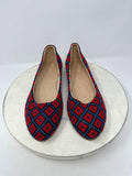 Darzah Size 9 Red & Blue Square Plaid Knit Flats NWOB