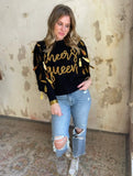Queen of Sparkles Size XXL Black & Gold Champagne Sweater
