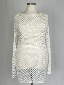 Nasty Gal Size 20 White Netted Crochet Dress NWT