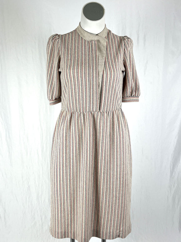 Vintage Lady Carol Size 14 Cream Multi Stripe Dress