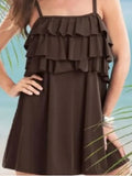 Roaman's Size 34W Black Ruffled Swim Dress NWOT