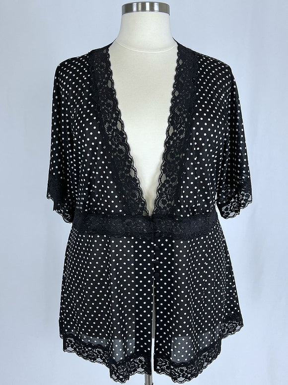 Vintage Torrid Size 4 (26W) Black & White Polka Dot Shirt Jacket