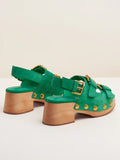 Charlotte Stone Size 9 Green Sandals w/ Tote Bag NIB