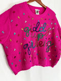 Queen of Sparkles Size 2X Pink Multi Western Sweater