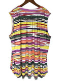 Avenue Size 30/32 Multi-Color Watercolor Stripes Sleeveless Shirt NWT