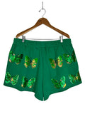 Queen of Sparkles Size XXL Green Sequin Butterflies Shorts