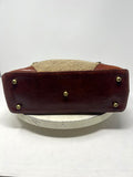 Brahmin Brown Leather & Beige Woven Purse