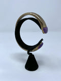 Gold & Purple Sterling Silver Crosshatch Retro Hinge Cuff Bracelet