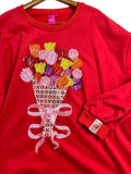 Queen of Sparkles Size XXL Red Floral Bouquet Sweatshirt