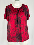 Alfani Size 16W Red & Black Tie-Dye Silk Shirt