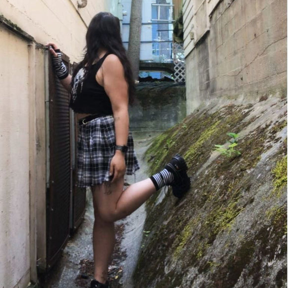 Current Mood Size L Black & White Plaid Mini Skirt NWOT