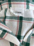 Andree by Unit Size 3X (24) Cream & Green Plaid Shirt