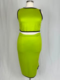 Copper Union Size 24W Lime Green Piping Skirt Set