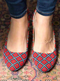 Darzah Size 9 Red & Blue Square Plaid Knit Flats NWOB