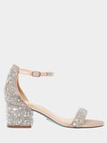 Betsey Johnson Size 9 Champagne & Clear Jeweled Heels