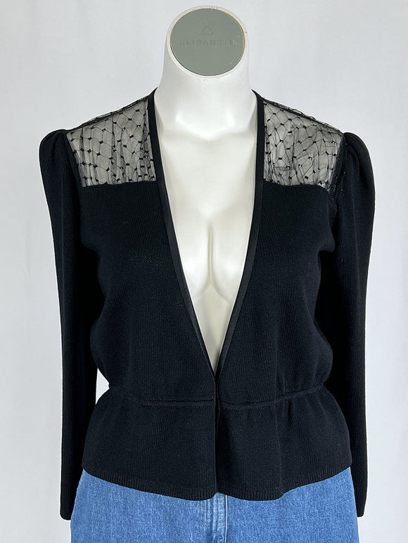 Vintage St. John Size 12/14 (10) Black Lace Sweater