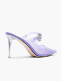 Justfab Size 10 Size Lavender & Clear Flower Heels