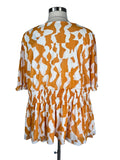 Ava & Viv Size 28/30 (4X) Orange & White Abstract Block Print Shirt NWT