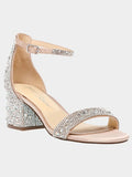 Betsey Johnson Size 9 Champagne & Clear Jeweled Heels