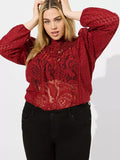 Torrid Size 5X (28) Burgundy Lace Shirt NWT