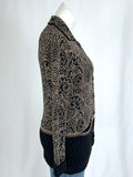 Sol Size L (12/14) Black & Tan Swirl Floral Cardigan Sweater