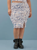Festi Size 5 (28) Lilac & Blue Marbled Skirt Set