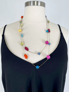 Vintage Multi-Color Glass Bead Long Necklace