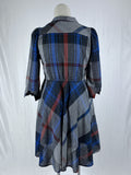 Vintage Harvey Celler Size 12P Gray & Blue Plaid Dress