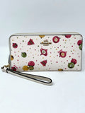 Coach White Multi Leather Ornaments Zip-Around Wallet NIB