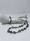 Antica Murrina Silver & Black Glass Stripe Necklace Bracelet Jewelry Set