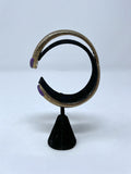 Gold & Purple Sterling Silver Crosshatch Retro Hinge Cuff Bracelet