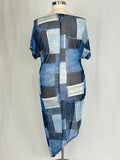 The Curve LA Size 3X (22W) Blues Patchwork Dress