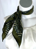 Vintage Vera Neumann Green & Black Silk Geometric Scarf