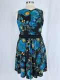 City Chic Size L (22/24) Black & Teal Bold Floral Dress