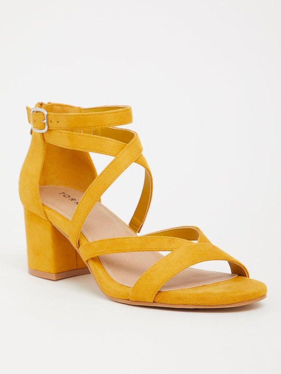 Torrid Size 11W Mustard Yellow Heeled Sandals